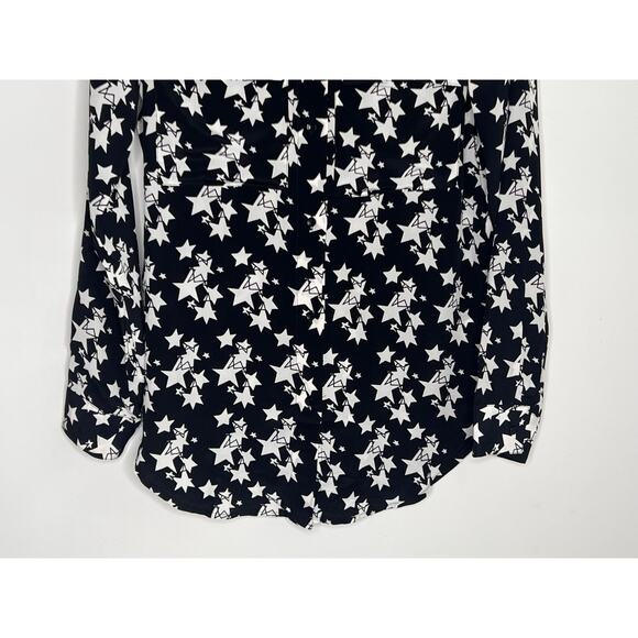 Anine Bing Stella Star Print Silk Button-Down Shirt Black/White Women's Size XS - Picture 4 of 10